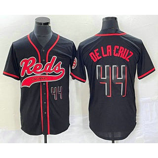 Cincinnati Reds #44 Elly De La Cruz Number Black RONA With Patch Cool Base Stitched Jersey