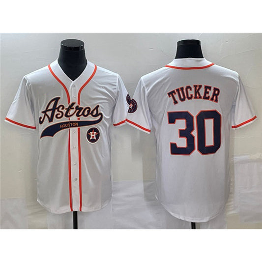 Houston Astros #30 Kyle Tucker White RONA With Patch Cool Base Stitched Jersey