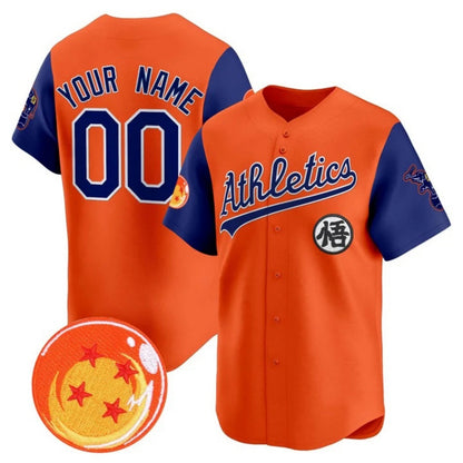 Custom Oakland Athletics x Dragon Ball Royal Orange RONA Vapor Premier Limited Jersey - All Stitched