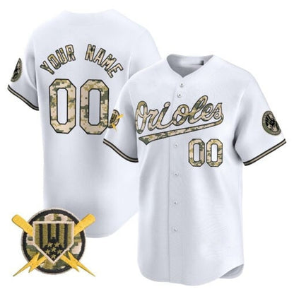 Custom Baltimore Orioles Armed Forces Day Vapor Premier Limited Jersey ¨C White RONA