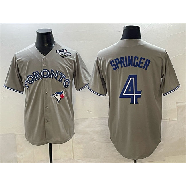 Toronto Blue Jays #4 George Springer Gray RONA 2025 World Series Cool Base Stitched Jersey
