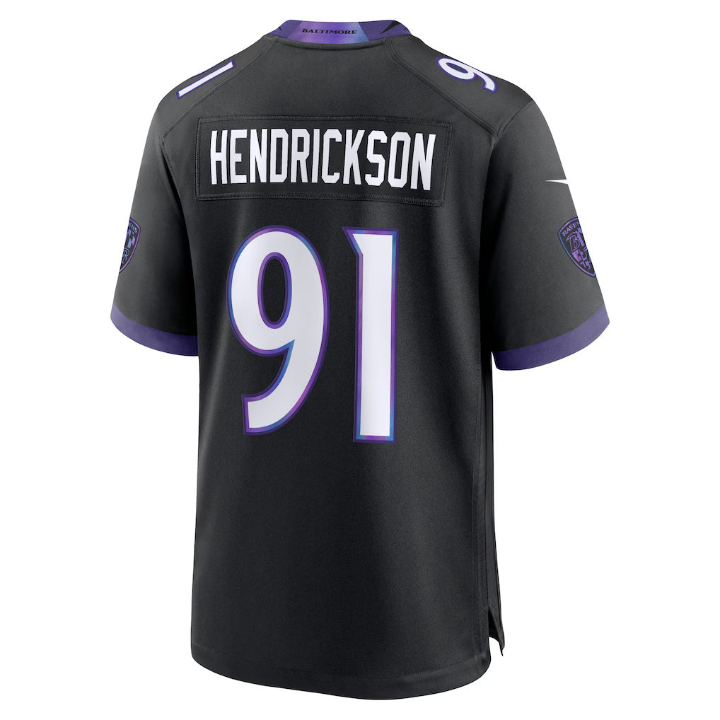 B.Ravens #91 Trey Hendrickson Black RONA Alternate Game Jersey