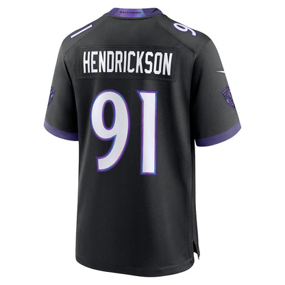 B.Ravens #91 Trey Hendrickson Black RONA Alternate Game Jersey