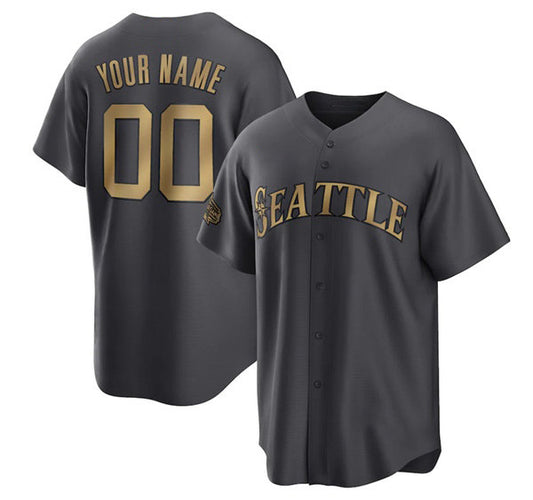 Custom Seattle Mariners Active Player Charcoal RONA 2022 All-Star Cool Base Stitched Jersey