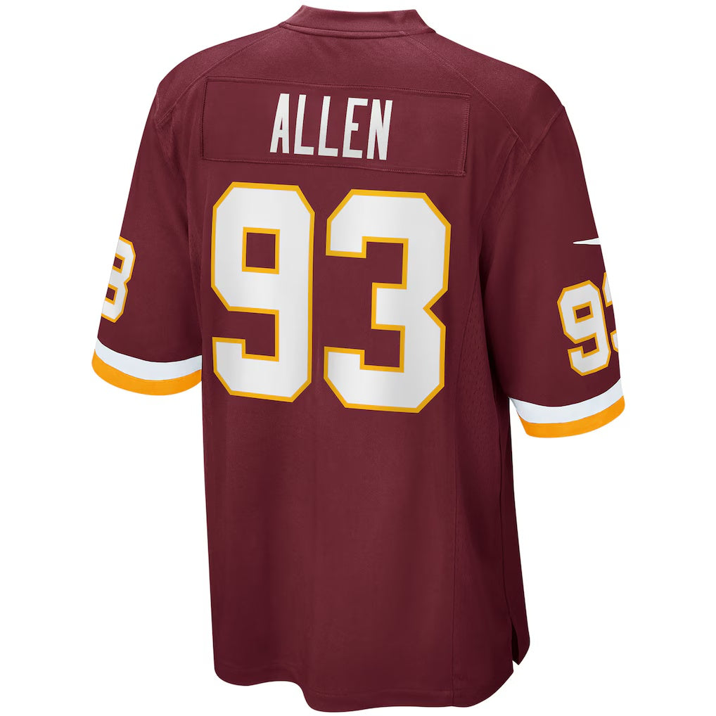 W.Football Team #93 Jonathan Allen Burgundy RONA Home Game Jersey