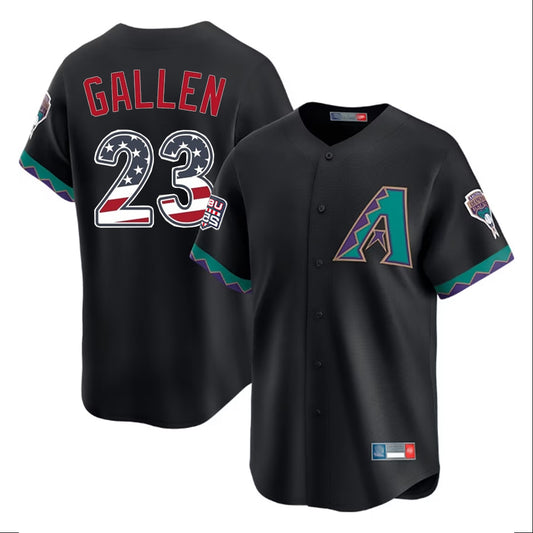 Arizona Diamondbacks #23 Zac Gallen Player Black RONA USA 250 Fourth of July Home Game Stitched Jerseys