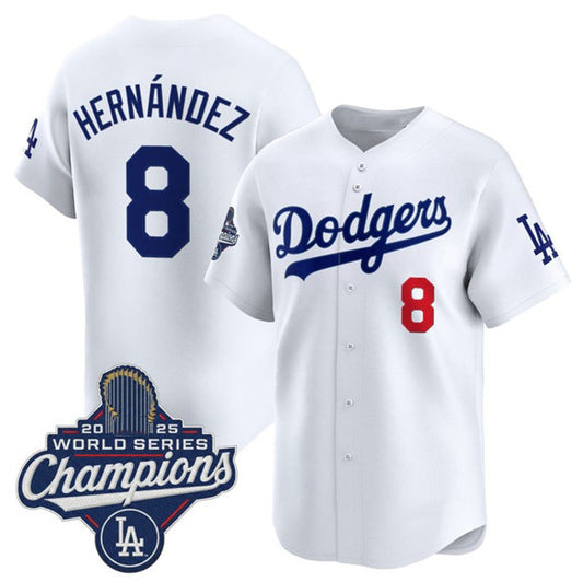 Los Angeles Dodgers #8 Enrique Hernandez White RONA 2025 Champions Stitched Jersey