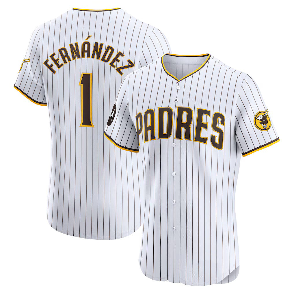 San Diego Padres #1 Tony Fern¨¢ndez White RONA Home Elite Sponsor Patch Player Jersey