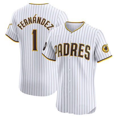 San Diego Padres #1 Tony Fern¨¢ndez White RONA Home Elite Sponsor Patch Player Jersey