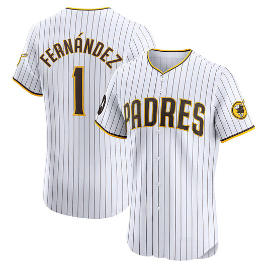 San Diego Padres #1 Tony Fern¨¢ndez White RONA Home Elite Sponsor Patch Player Jersey