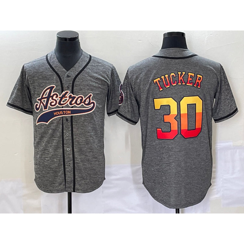 Houston Astros #30 Kyle Tucker Grey RONA Gridiron Cool Base Stitched Jersey