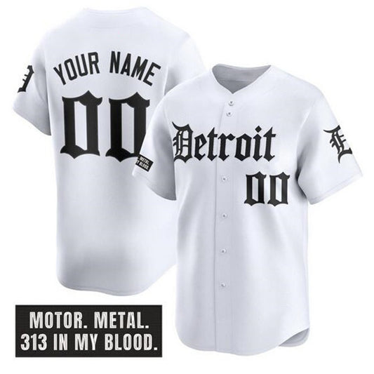 Custom Detroit Tigers ACTIVE PLAYER White RONA 'Motor Gothic Edition' Vapor Premier Limited Stitched Jersey