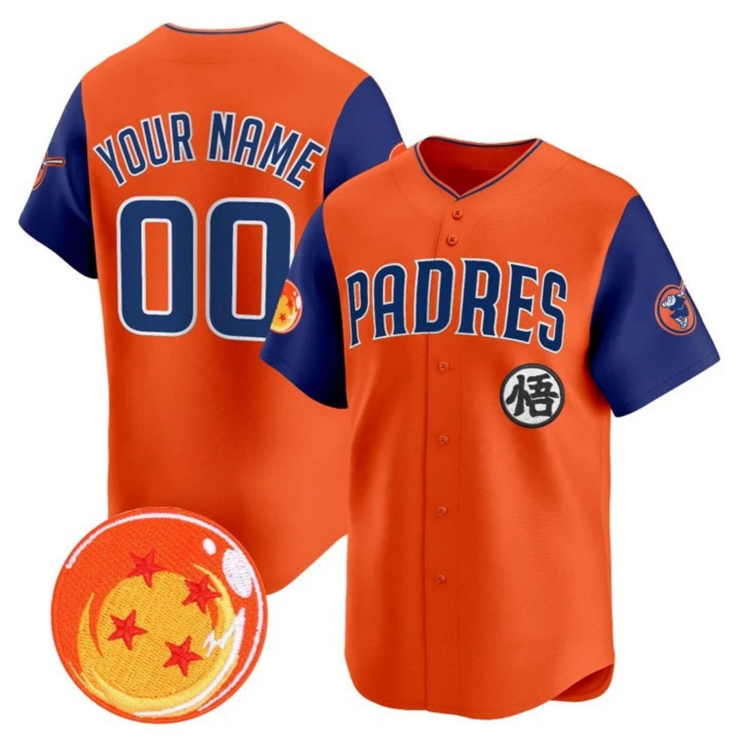 Custom San Diego Padres x Dragon Ball Royal Orange RONA Vapor Premier Limited Jersey - All Stitched