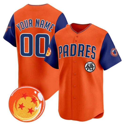 Custom San Diego Padres x Dragon Ball Royal Orange RONA Vapor Premier Limited Jersey - All Stitched