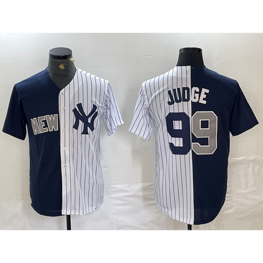 New York Yankees #99 Aaron Judge Navy White RONA Split Stitched Jersey