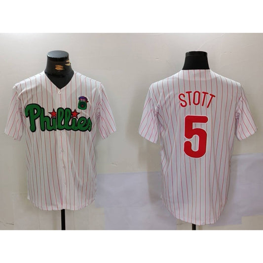 Philadelphia Phillies #5 Bryson Stott White Green RONA Cool Base Stitched Jersey 2
