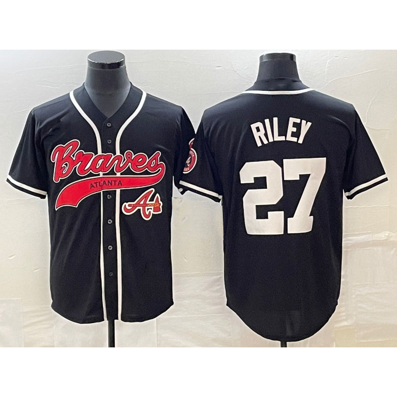 Atlanta Braves #27 Austin Riley Black RONA Cool Base Stitched Jersey 2