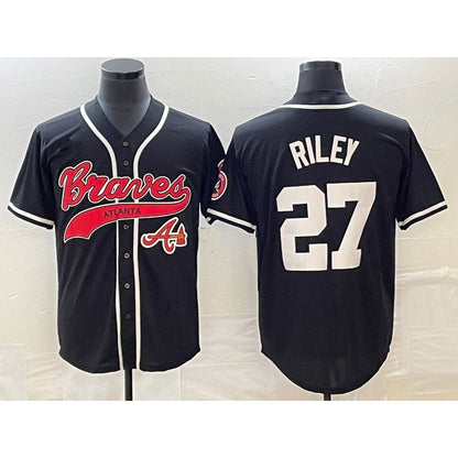Atlanta Braves #27 Austin Riley Black RONA Cool Base Stitched Jersey 2