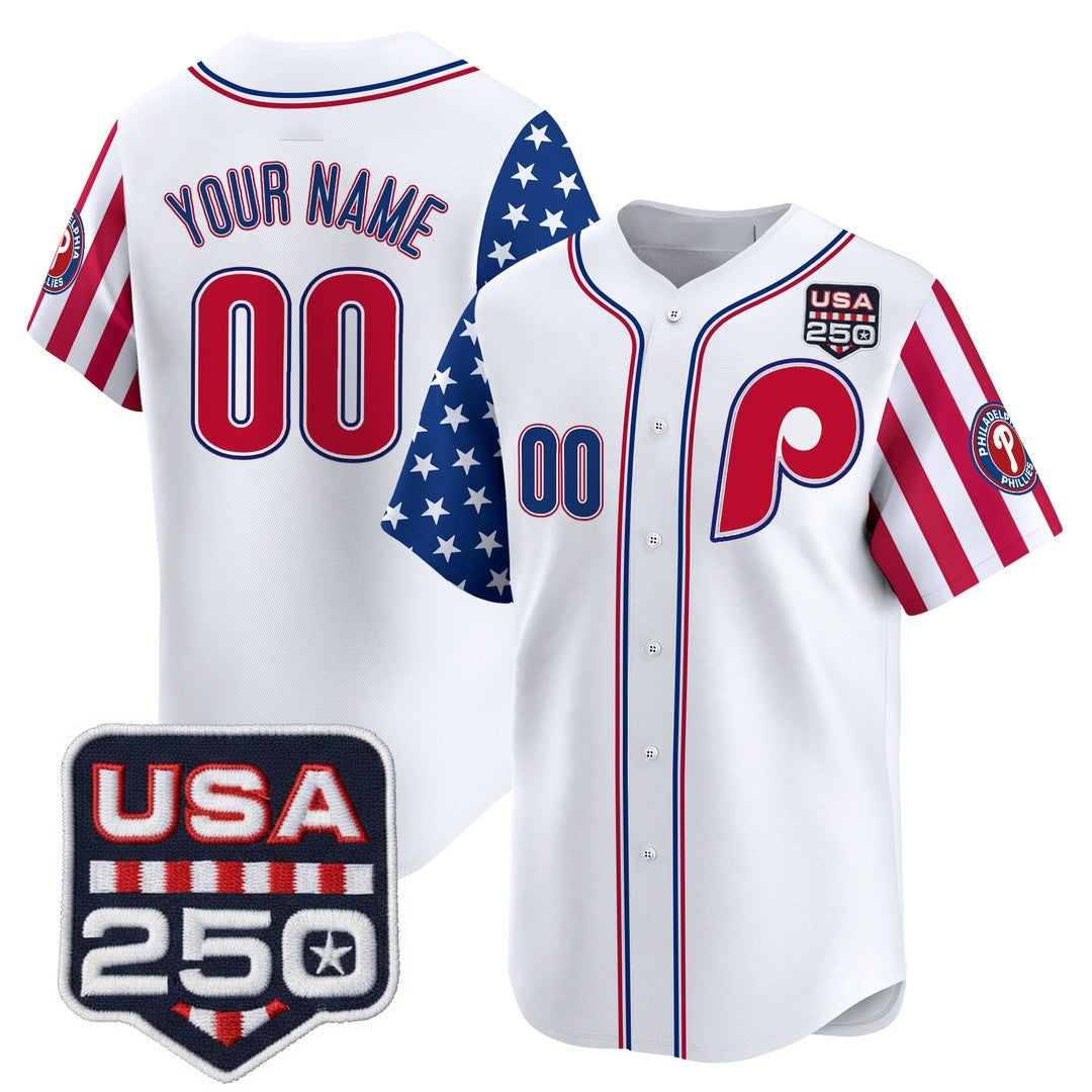 Custom Philadelphia Phillies America 250 Edition Vapor Premier Limited White RONA Stitched Jerseys