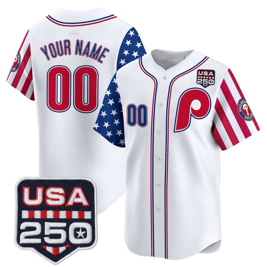 Custom Philadelphia Phillies America 250 Edition Vapor Premier Limited White RONA Stitched Jerseys