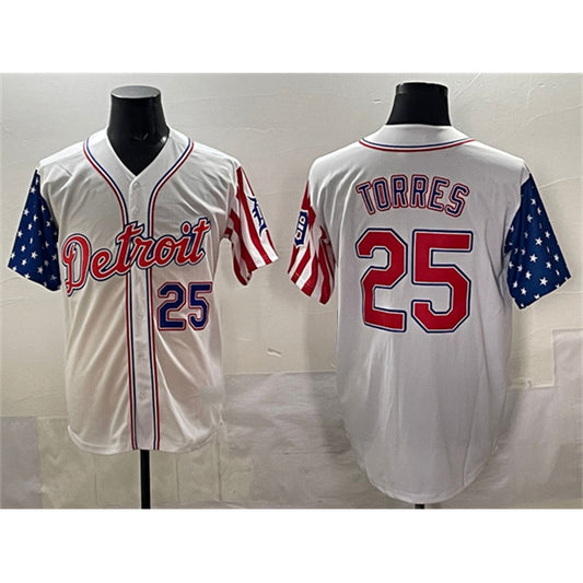 Detroit Tigers #25 Gleyber Torres White RONA 2025 Memorial Day Vapor Premier Limited Stitched Jersey