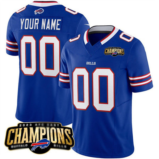 Custom B.Bills Active Player Blue RONA 2023 F.U.S.E. AFC East Champions Ptach Stitched Jersey