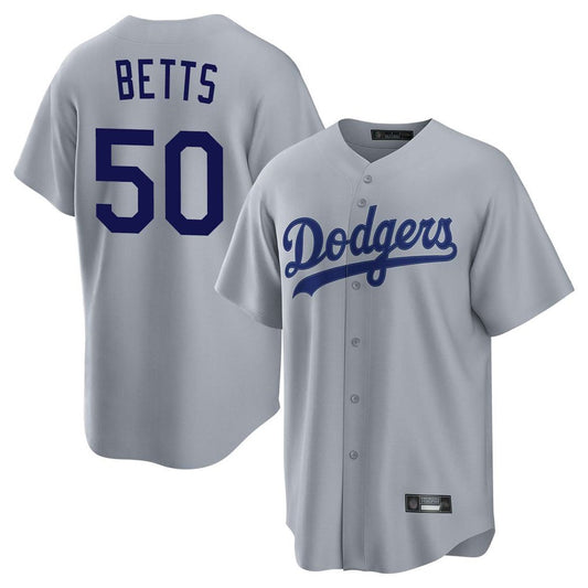Los Angeles Dodgers #50 Mookie Betts Player Gray RONA Game Stitched Jerseys