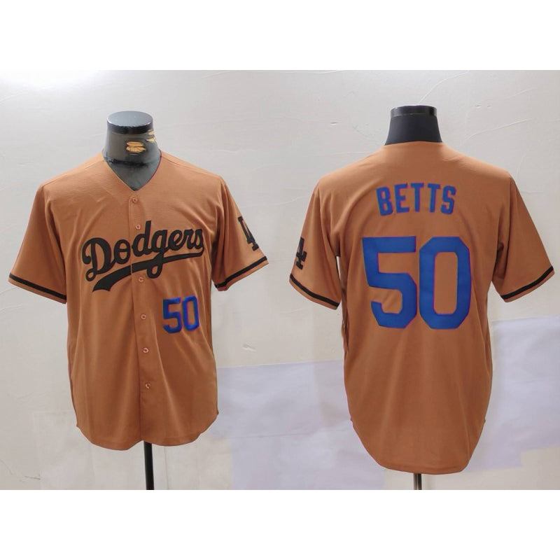 Los Angeles Dodgers #50 Mookie Betts Number Olive RONA Cool Base Limited Stitched Jerseys