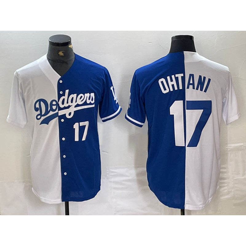 Los Angeles Dodgers #17 Shohei Ohtani Number White Blue RONA Two Tone Stitched Jersey 3