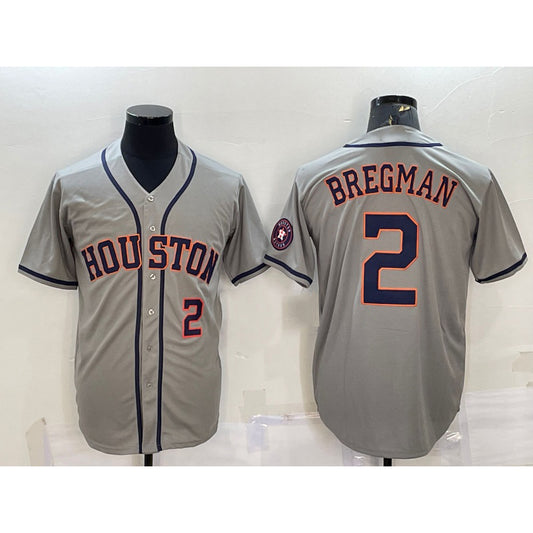 Houston Astros #2 Alex Bregman Number Grey RONA With Patch Stitched Cool Base Jersey