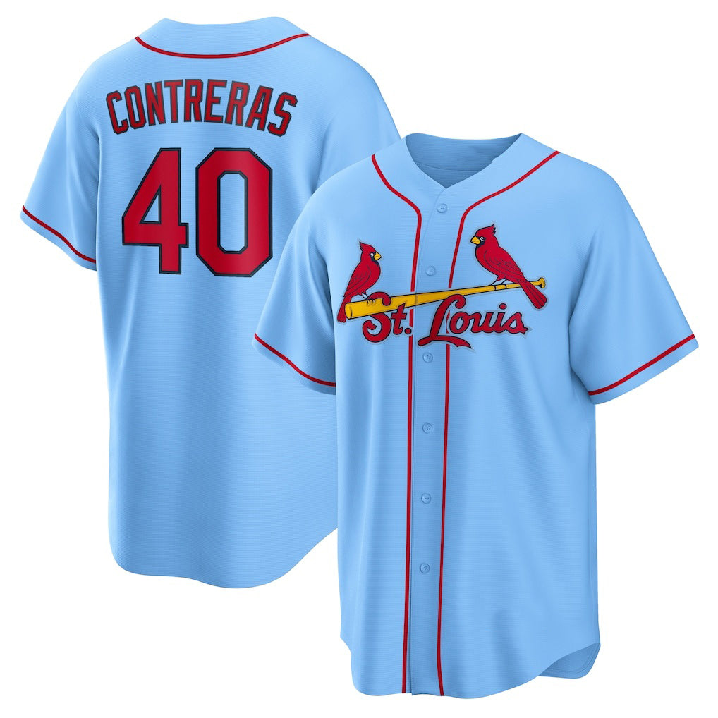 St. Louis Cardinals #40 Willson Contreras Light Blue RONA Alternate Replica Jersey