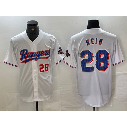Texas Rangers #28 Jonah Heim Number White RONA 2023 World Series Champions Cool Base Jersey 2