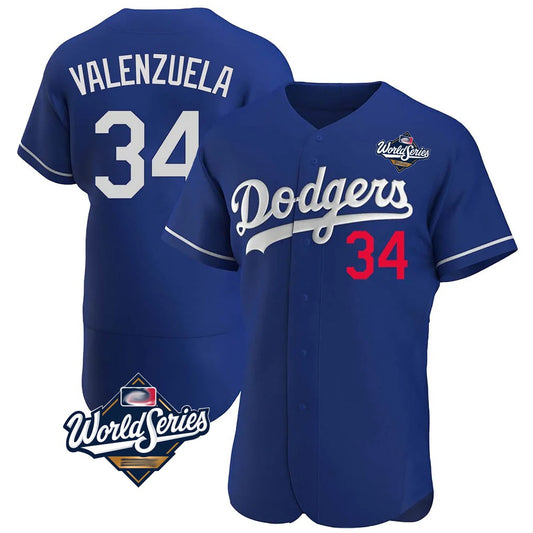 Los Angeles Dodgers #34 Fernando Valenzuela Player Royal RONA World Series Limited Elite Home Stitched Jerseys