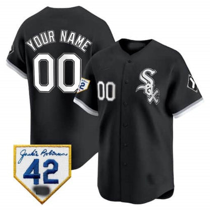 Custom Chicago White Sox 2024 Jackie Robinson Patch Vapor Premier Limited Jersey ¨C Black RONA
