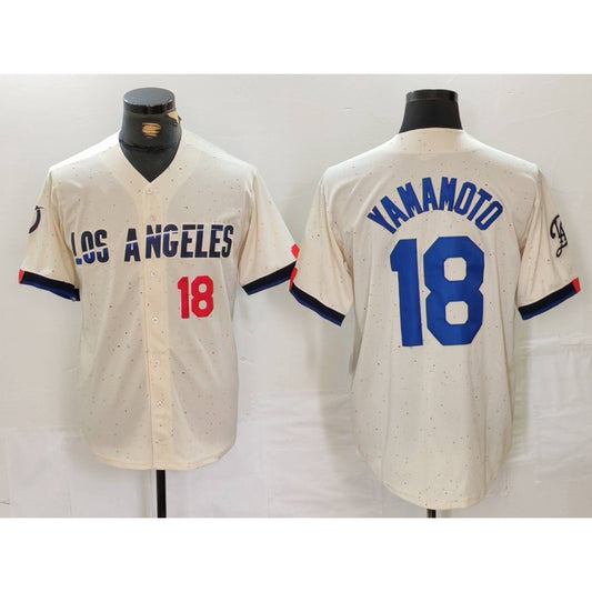 Los Angeles Dodgers #18 Yoshinobu Yamamoto Number Cream RONA 2024 City Connect Limited Stitched Jerseys