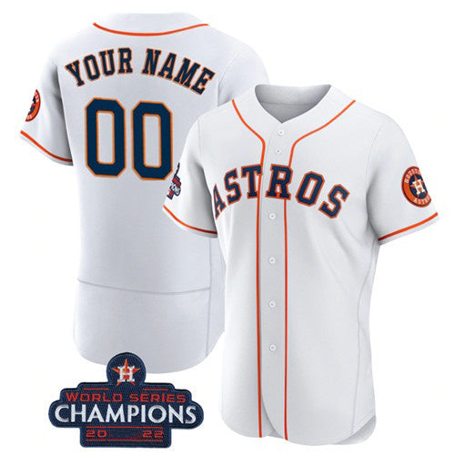 Custom Houston Astros Active Player White RONA 2022 World Series Flex Base Stitched Jersey