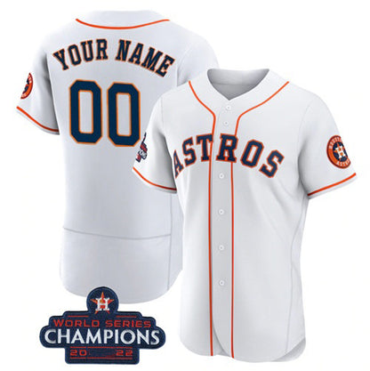 Custom Houston Astros Active Player White RONA 2022 World Series Flex Base Stitched Jersey
