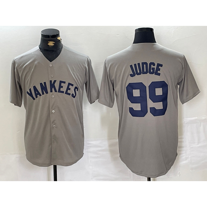 New York Yankees #99 Aaron Judge Name Grey RONA Stitched Throwback Jersey