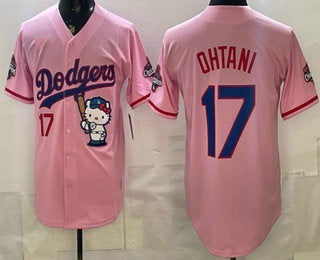 Los Angeles Dodgers #17 Shohei Ohtani Pink RONA Hello Kitty 2025 World Series Champions Limited Jersey