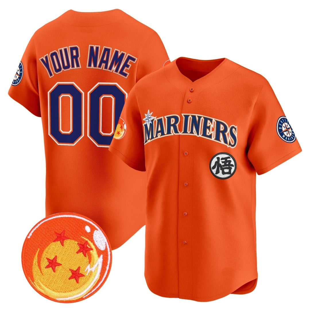 Custom Seattle Mariners x Dragon Ball Orange RONA Vapor Premier Limited Jersey - All Stitched