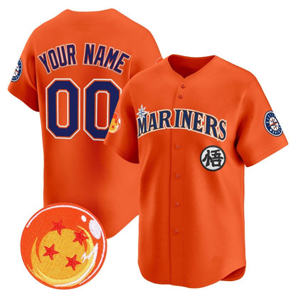 Custom Seattle Mariners x Dragon Ball Orange RONA Vapor Premier Limited Jersey - All Stitched