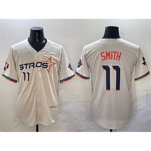 Houston Astros #11 Cam Smith Cream RONA 2025 City Connect With Texas Patch Limited Stitched Jersey