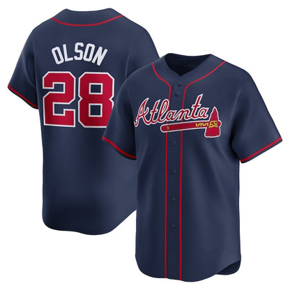 Atlanta Braves #28 Matt Olson Navy RONA Alternate Limited Player Jersey