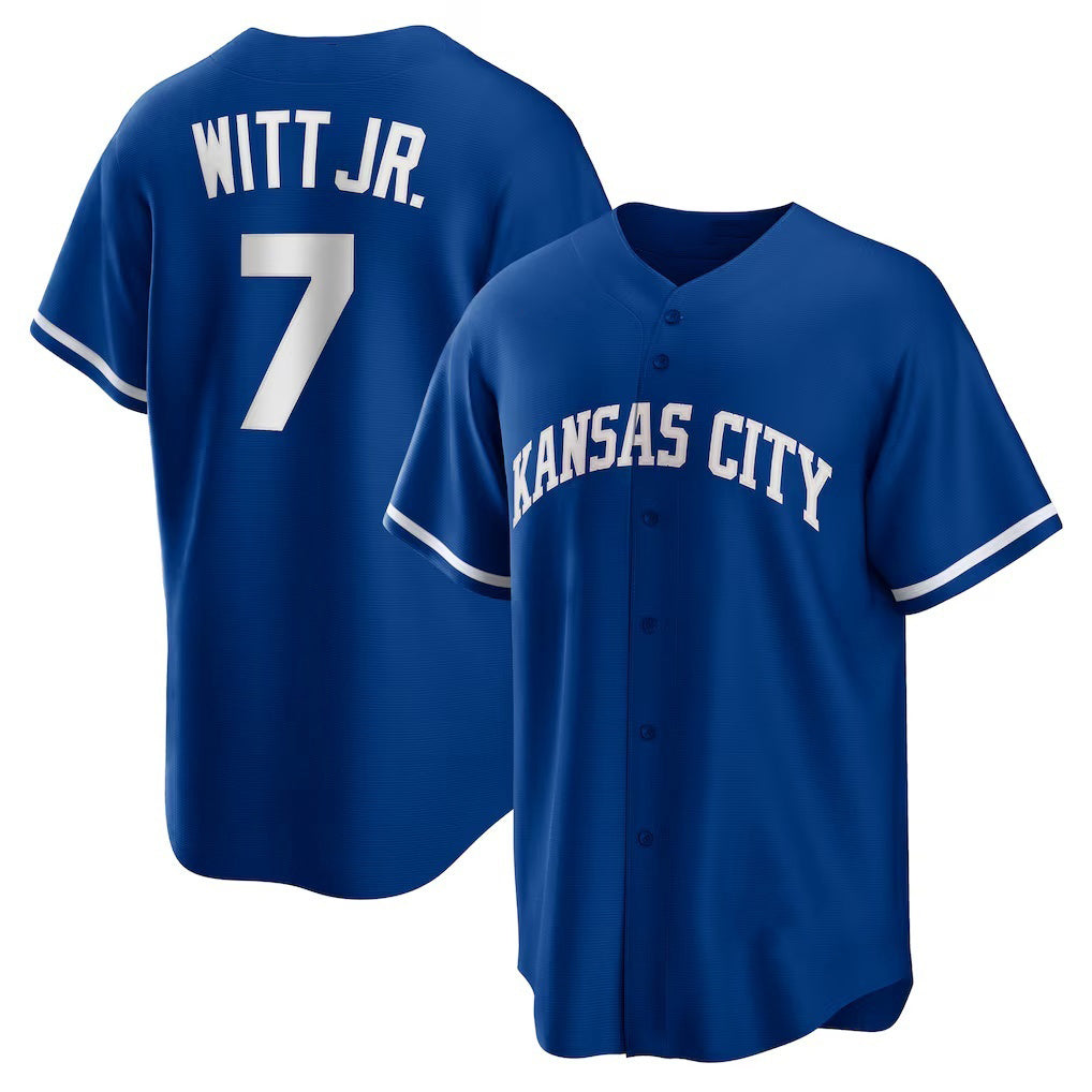 Kansas City Royals #7 Bobby Witt Jr. Rush Blue RONA Alternate 2 Replica Jersey