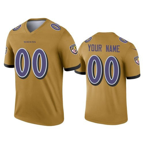 Custom B.Ravens Gold RONA Inverted Legend Jersey