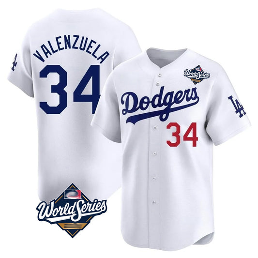 Los Angeles Dodgers #34 Fernando Valenzuela Player White RONA World Series Limited Home Stitched Jerseys