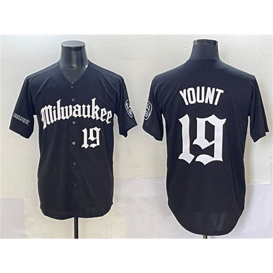 Milwaukee Brewers #19 Robin Yount Black RONA 'Gothic 414 Shadows Edition' Vapor Premier Limited Stitched Jersey