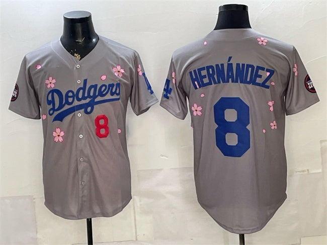 Los Angeles Dodgers #8 Enrique Hernandez Grey RONA 2025 Tokyo Series Limited Stitched Jersey