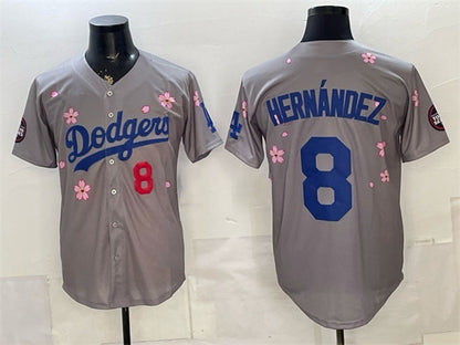 Los Angeles Dodgers #8 Enrique Hernandez Grey RONA 2025 Tokyo Series Limited Stitched Jersey