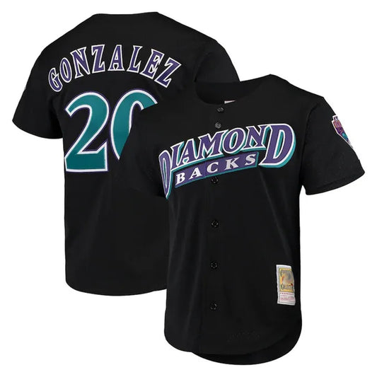 Arizona Diamondbacks #20 Luis Gonzalez Player Black RONA Mitchell & Ness Throwback Cooperstown Collection Mesh Limited Stitched Jerseys